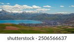 View over the Lake Van and the town of Tatvan, in the province of Bitlis, Turkey