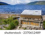 View over Loch Ness in the Scottish highlands seen from Dores