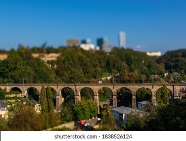 View Over Luxembourg To The EU Quarter From The Casemates De La Pétrusse In Autumn