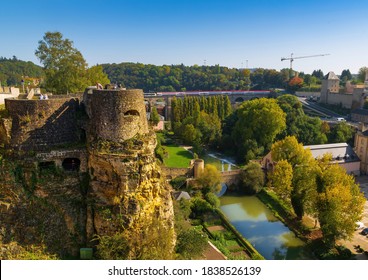 View Over Luxembourg To The Parc De La Pétrusse And The Casemates In Autumn