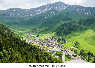 View Over Malbun Village Of Liechtenstein.