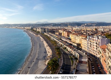 View Over Nice, France In Winter Light. 