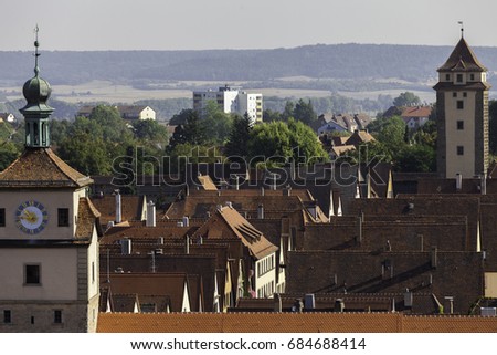 View over the rooftops of the old town of Rothenburg Ob der Tauber