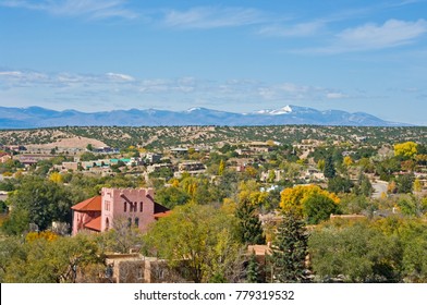 View Over Santa Fe New Mexico Towards The Jemez Mountains