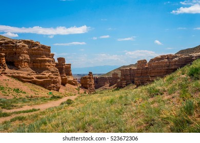 View over Sharyn or Charyn Canyon, Kazakhstan - Shutterstock ID 523672306