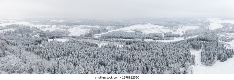 View over snowy Harz forests