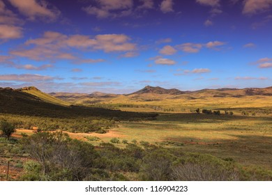 View Over The Vastness Of The Australian Outback From Buckaringa North Camp Site Over The Depot Flat  To The South Flinders Ranges 