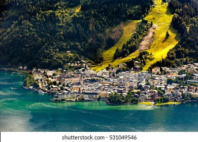 View over Zeller See lake. Center of the alpine city Zell am See, Austria, Europe. - Shutterstock ID 531049546