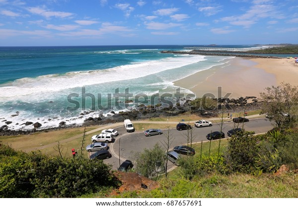 View overlooking the car park at Duranbah\
Beach in northern New South Wales\
Australia