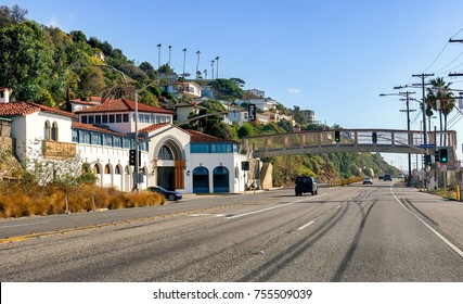 View Of Pacific Coast Highway And Actress Thelma Todd Former Home In Pacific Palisades, Malibu, California