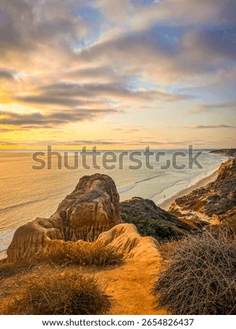 View of the Pacific Ocean From the Cliffs of the Razor Point Trail at Torrey Pines State Natural Reserve in San Diego California