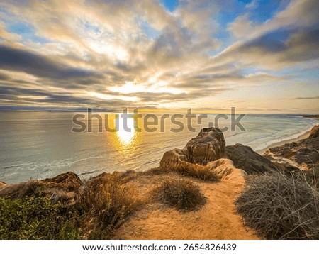 View of the Pacific Ocean From the Cliffs of the Razor Point Trail at Torrey Pines State Natural Reserve in San Diego California
