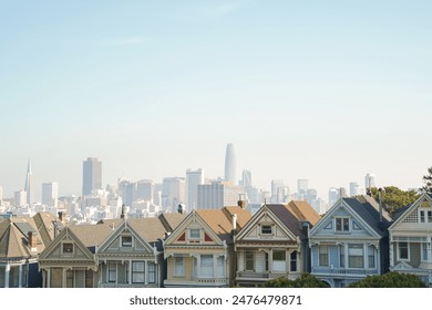 View of The Painted Ladies with San Francisco Downtown, California - Powered by Shutterstock