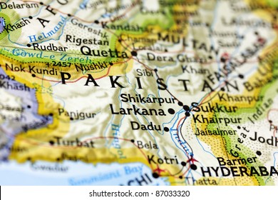 View of Pakistan on the map.