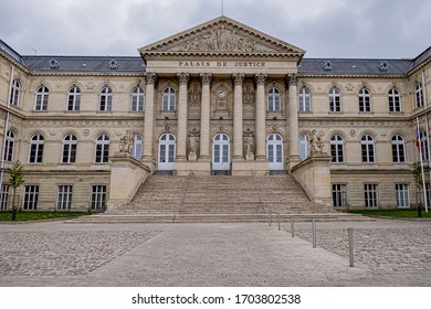 View of Palace of Justice of Amiens. Palace of Justice (Palais de Justice, 1868 - 1880) in city center of Amiens, Somme department, Picardie, France. 
