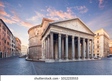 view of Pantheon in the morning. Rome. Italy.