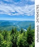 View of the Parc national de la Jacques-Cartier and river form the top of the mountain. (Jacques-Cartier National Park) National park in Stoneham-et-Tewkesbury, Quebec, Canada