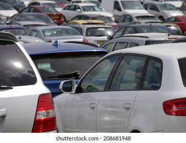 View Of Parked Car In Crowded Parking Lot