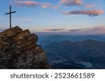 View from Parpaner Rothorn in the Swiss alps on a late summer day