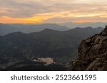 View from Parpaner Rothorn in the Swiss alps on a late summer day