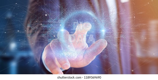 View of a Particles big data title holding by a businessman