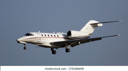 View Of Passenger Light Business Jet Of Private Airline During Landing

