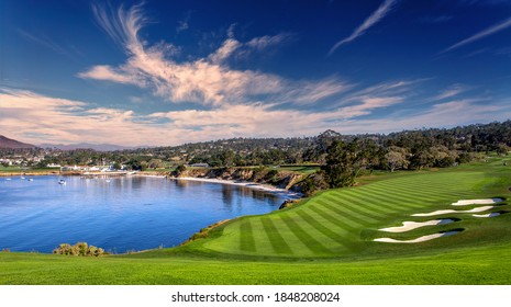 A view of Pebble Beach golf  course, Hole 6, Monterey, California, USA