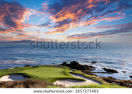 A view of Pebble Beach golf  course, hole 7, Monterey, California, USA