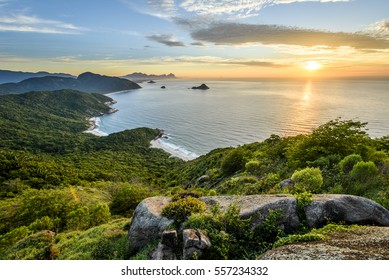 View from Pedra do Telegrafo mountain in Barra de Guaratiba, Rio de Janeiro, Brazil
