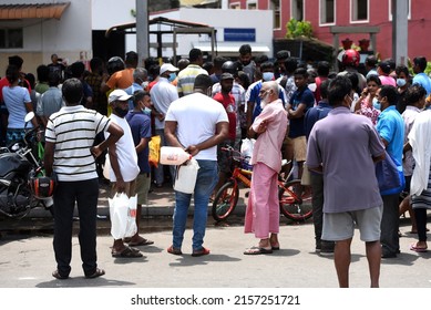 View Of People Queue To Buy Kerosene Oil At A Fuel Station In Colombo, Sri Lanka – 11th May 2022

