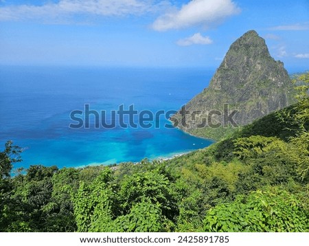 View of Petit Piton from Tet Paul Nature Trail, Soufriere, Saint Lucia