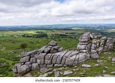 A view of Pew Tor, a distinctive rock formation in Dartmoor, Devon, England.