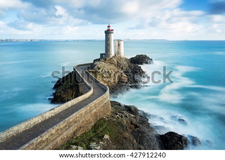 View of the Phare du petit minou in Plouzane, Brittany, France