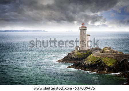 View of the Phare du petit minou in Plouzane, Brittany, France