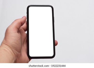 View of the phone screen with a mock up on a white isolated background