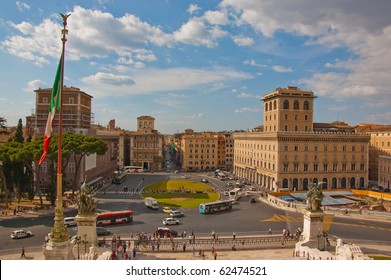 A View Of Piazza Venezia In Rome, Italy