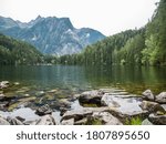 View of Piburger See (Lake Piburg) near Oetz, Tyrol, Austria