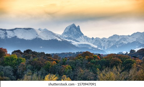 View Of Pic Du Midi Ossau In Autumn, French Pyrenees Mountains