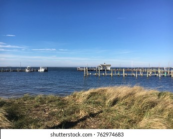 A View Of A Pier On Great South Bay Off Of Fire Island, New York