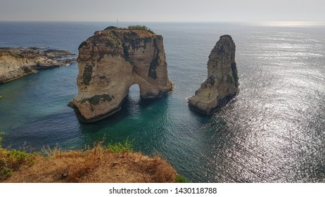 View Of Pigeon Rock (Raouché), Beirut. Lebanon - June, 2019