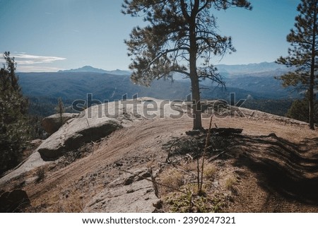 View of Pike National Forest mountains and granite rock slabs Sedalia Colorado