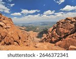 View from Pikes Peak summit  highest summit of the southern Front Range of the Rocky Mountains in North America