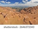 View from Pikes Peak summit  highest summit of the southern Front Range of the Rocky Mountains in North America
