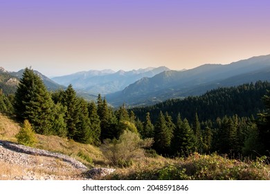 A View Of Pindos Or Pindus Mountains, Thessaly, Greece