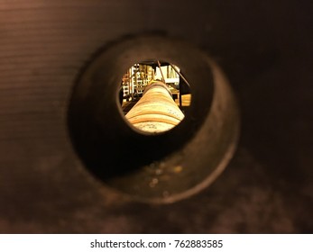 View of pipe spool from studbolt hole on the flange