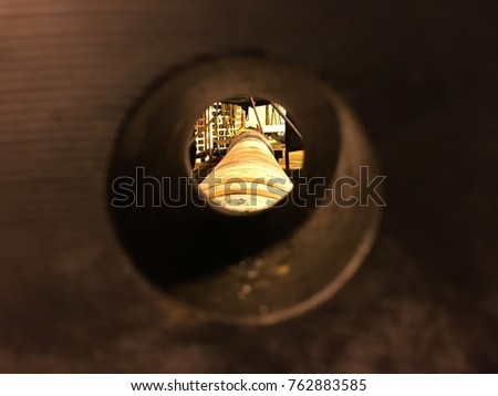 View of pipe spool from studbolt hole on the flange