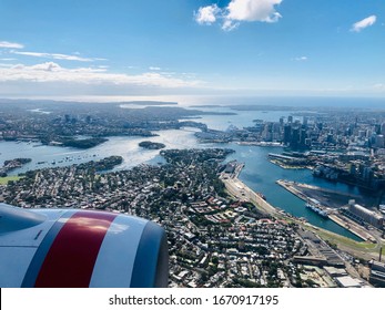 View From The Plane Window Travelling Into Sydney Australia