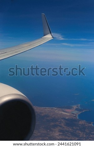 View from plane's window for spanish coast.