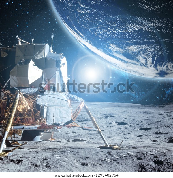 view to planet earth from moon surface. elements\
of this image furnished by\
nasa