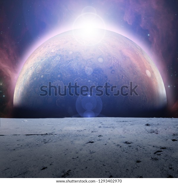 view to planet earth from moon surface. elements\
of this image furnished by\
nasa